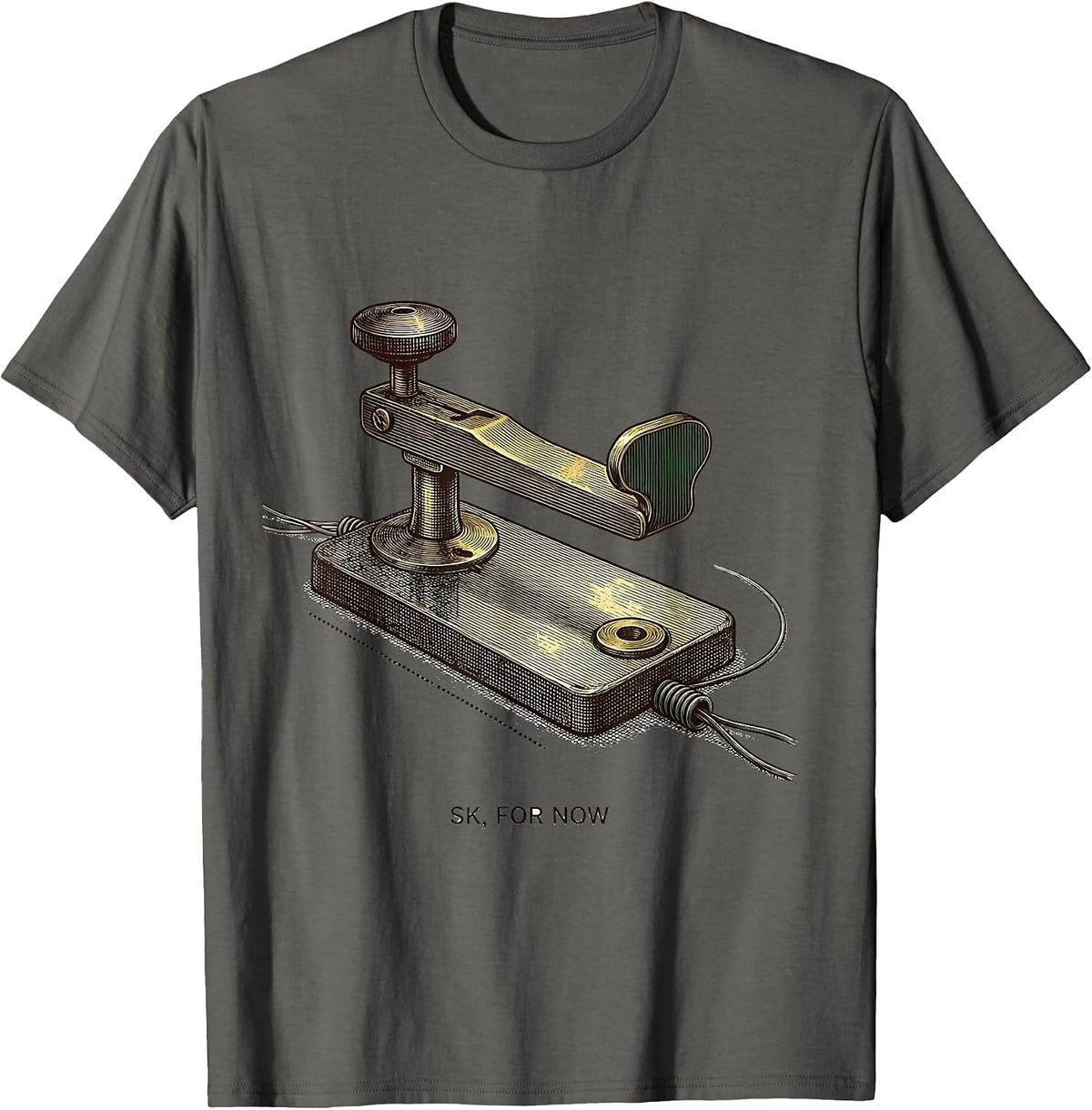 SK For Now Engraved Telegraph Key Ham Radio Operator Humor T-Shirt - Asphalt Grey
