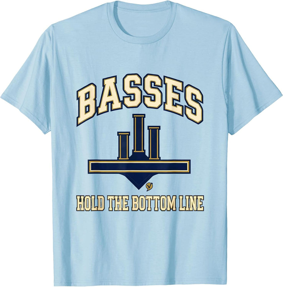 Men's Basses Hold The Bottom Line Sports Choir Singer Humor T-Shirt - Baby Blue