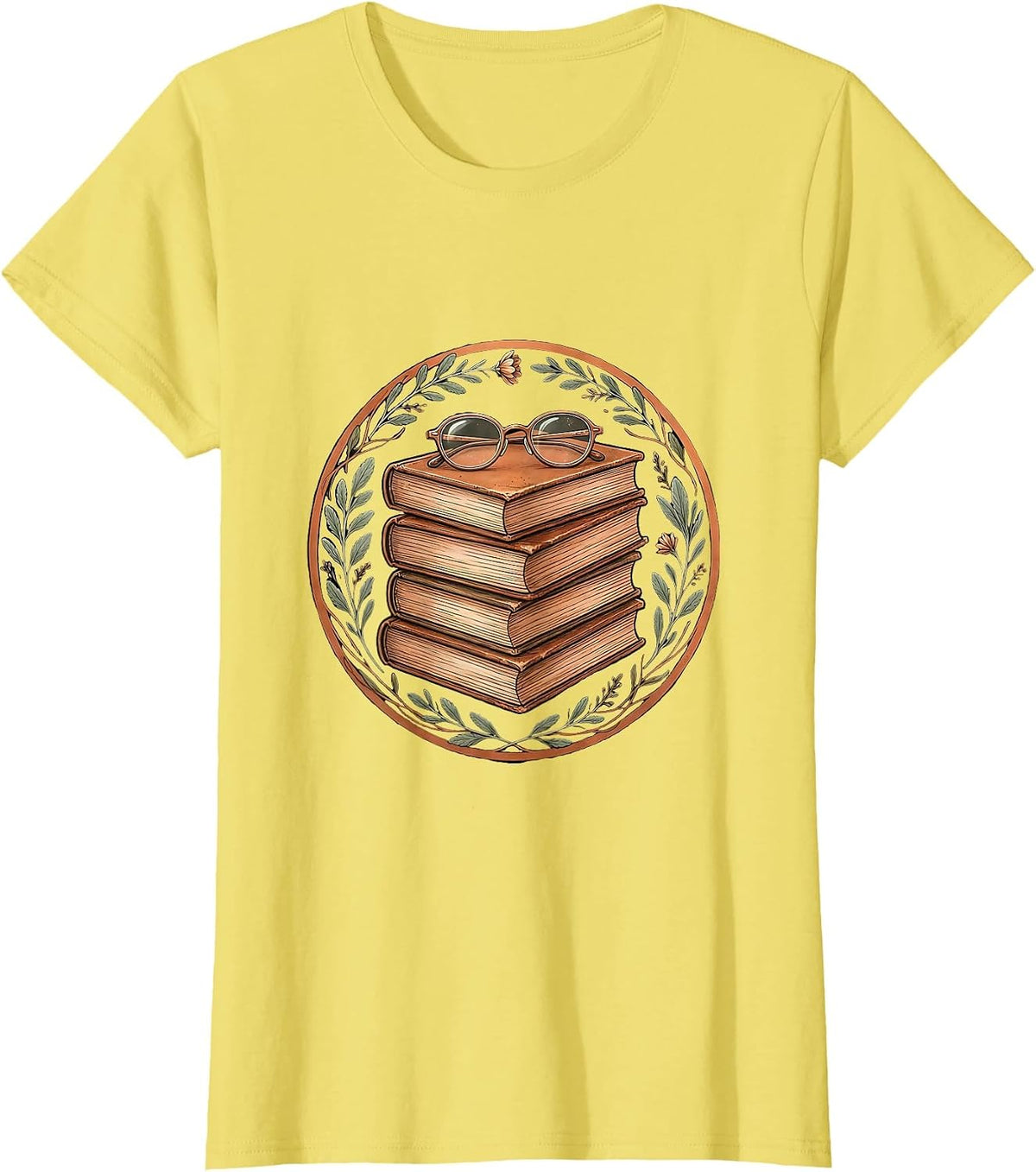 Women's English Teacher Classic Novels Reading Glasses Graphic T-Shirt - Lemon Yellow