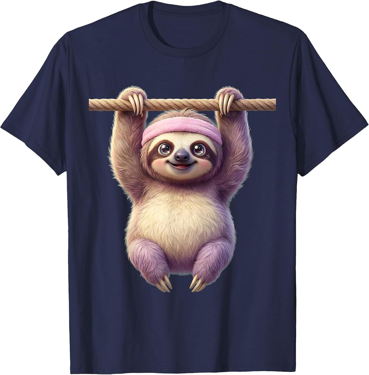 Funny Sloth Gym Workout Lazy Fitness Humor T-Shirt - Navy Blue