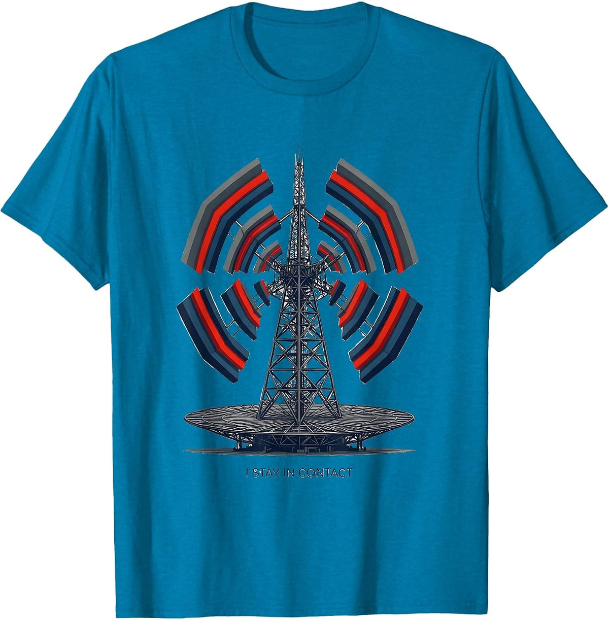 I Stay In Contact Geometric Ham Radio Operator Hobby Pride T-Shirt - Sapphire Blue