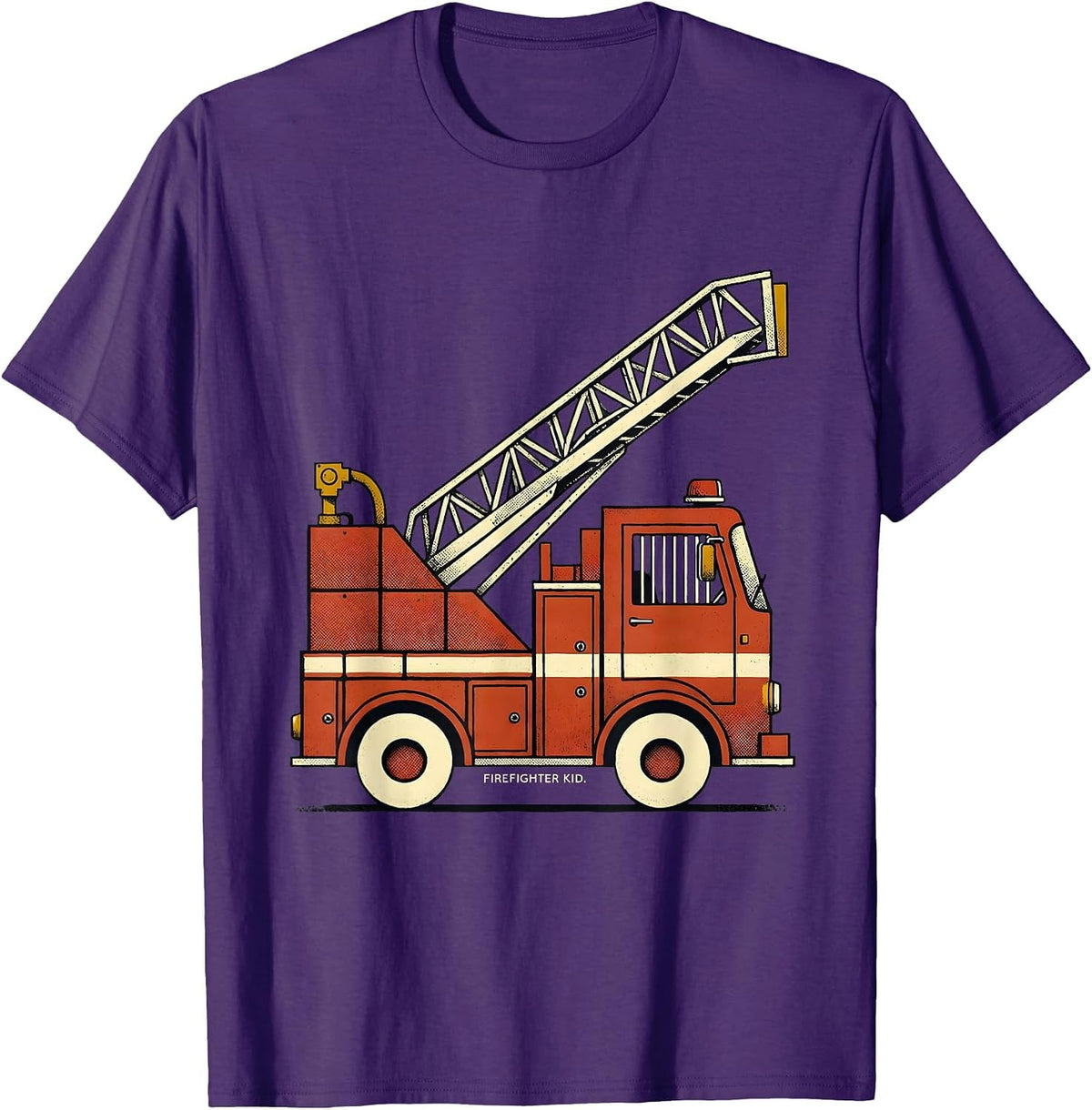 Men's Firefighter Kid Midcentury Modern Fire Truck Toddler T-Shirt - Purple