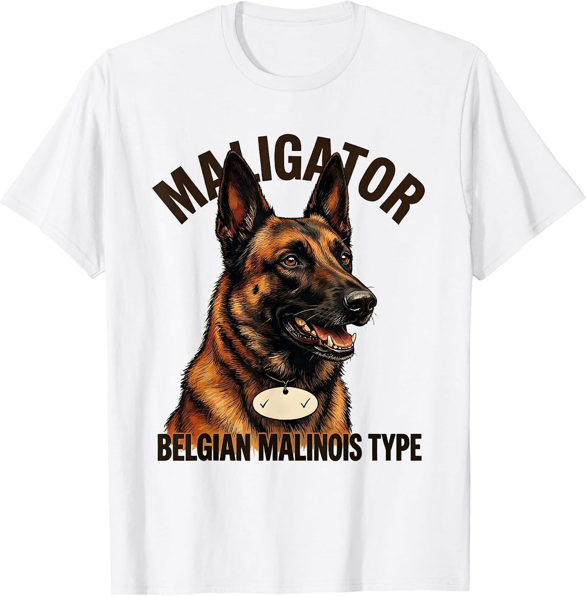 Men's Maligator Belgian Malinois Type Funny Dog Owner Breed Pride T-Shirt - White