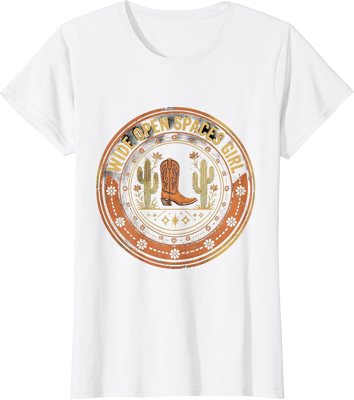 Wide Open Spaces Girl Western Design T-Shirt - White