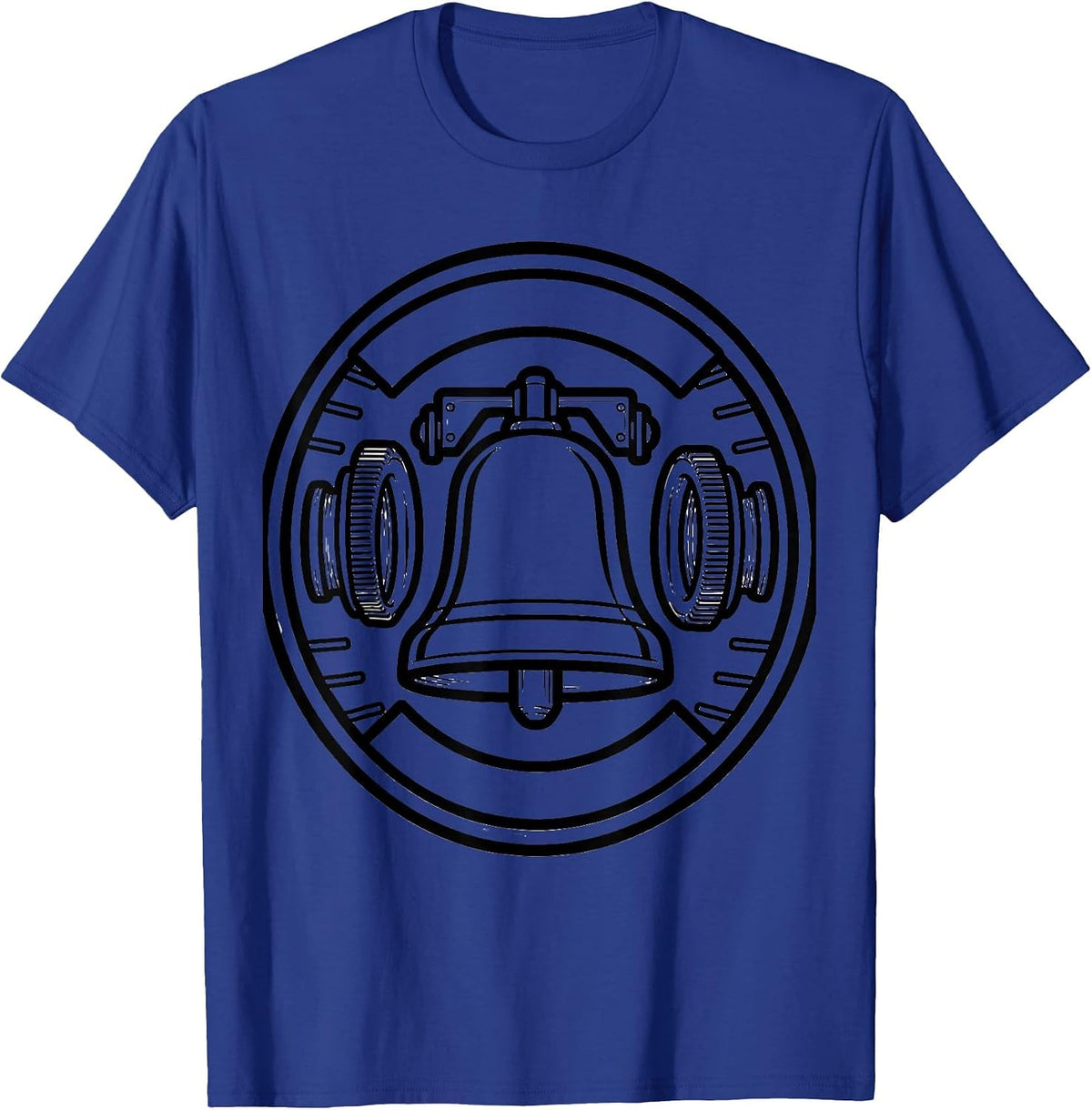 Fire Alarm Bell Badge Line Art Firefighter Pride Humor T-Shirt - Royal Blue