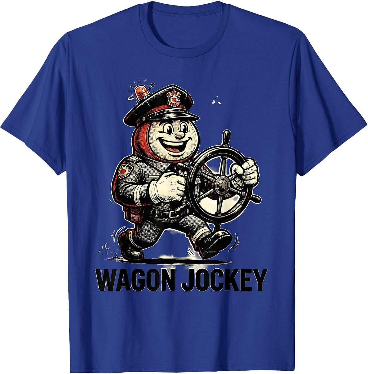 Wagon Jockey Retro Cartoon EMS Paramedic EMT Gift T-Shirt - Royal Blue