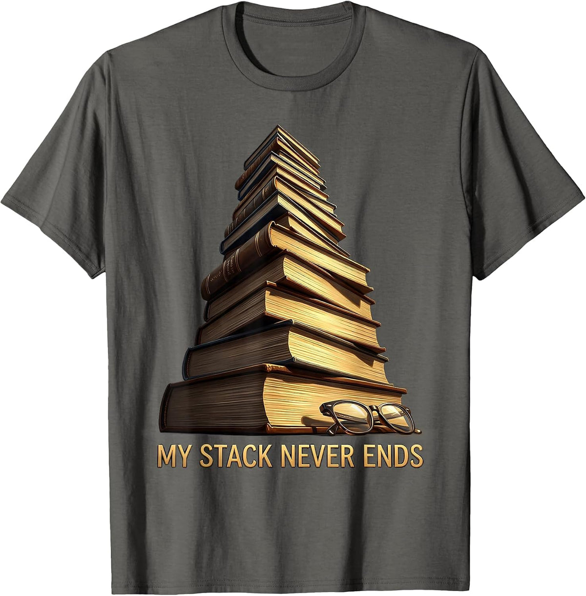 My Stack Never Ends Developer Humor Design T-Shirt - Asphalt Grey