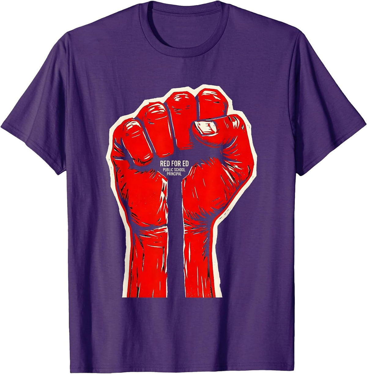 Men's Red For Ed Public School Principal Teacher Advocacy T-Shirt - Purple
