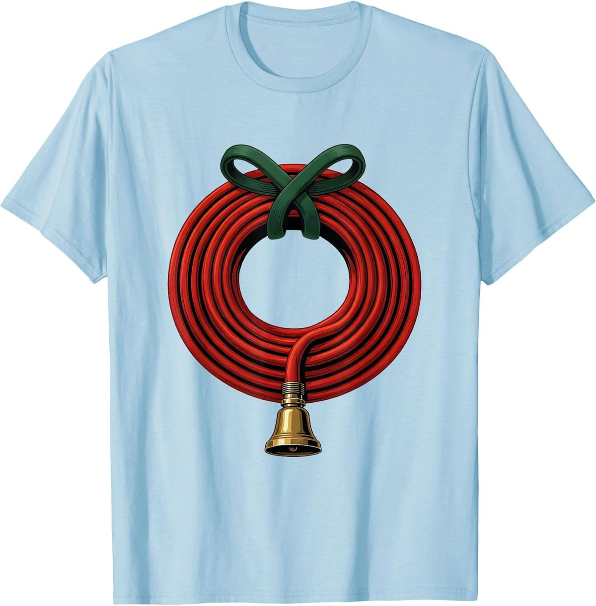 Men's Coiled Fire Hose Wreath Funny Firefighter Humor T-Shirt - Baby Blue