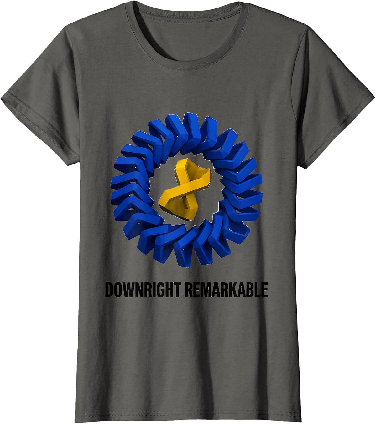 Women's Downright Remarkable Geometric Down Syndrome Awareness T-Shirt - Asphalt Grey