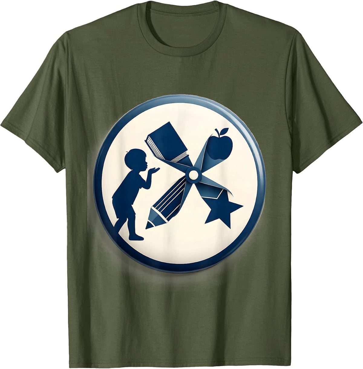 Special Education Teacher Pinwheel Learning Art T-Shirt - Olive Green