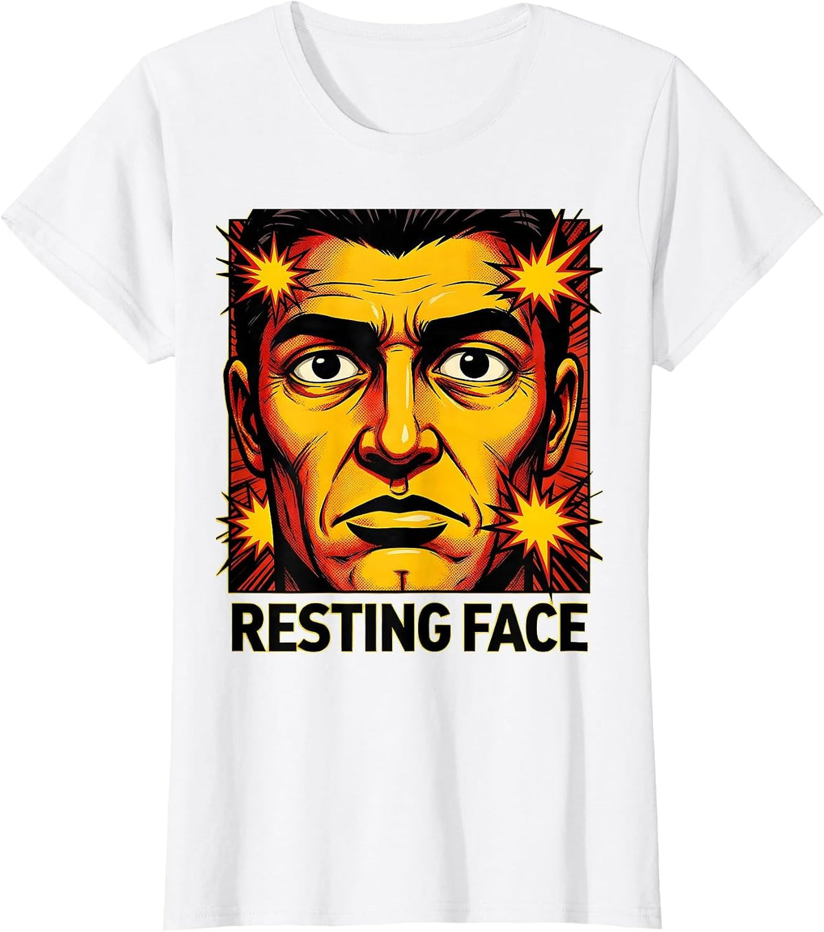 Resting Face Pop Art Music Lover Gift for Musicians Teachers T-Shirt - White