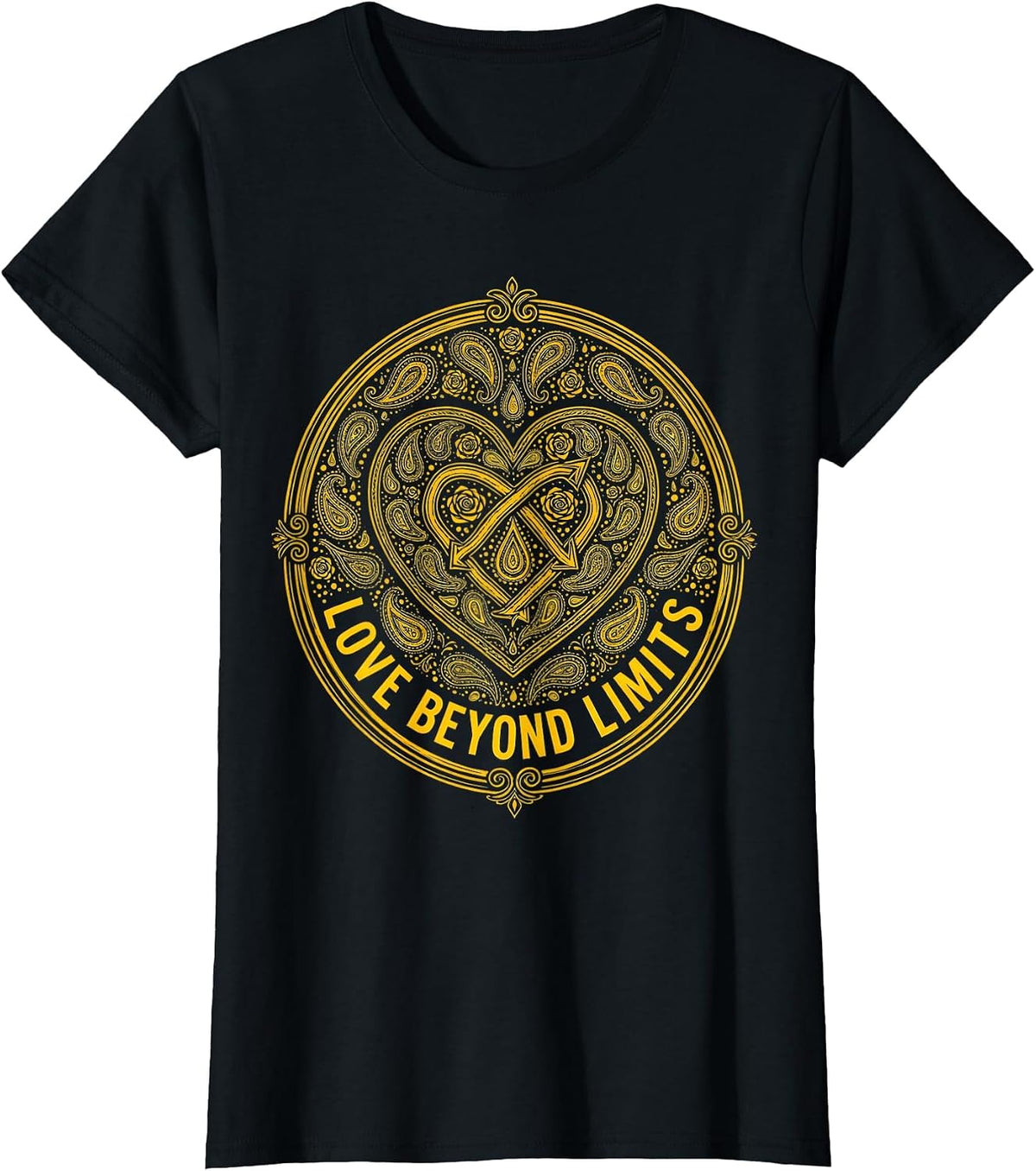 Women's Love Beyond Limits Down Syndrome Awareness Design T-Shirt - Black