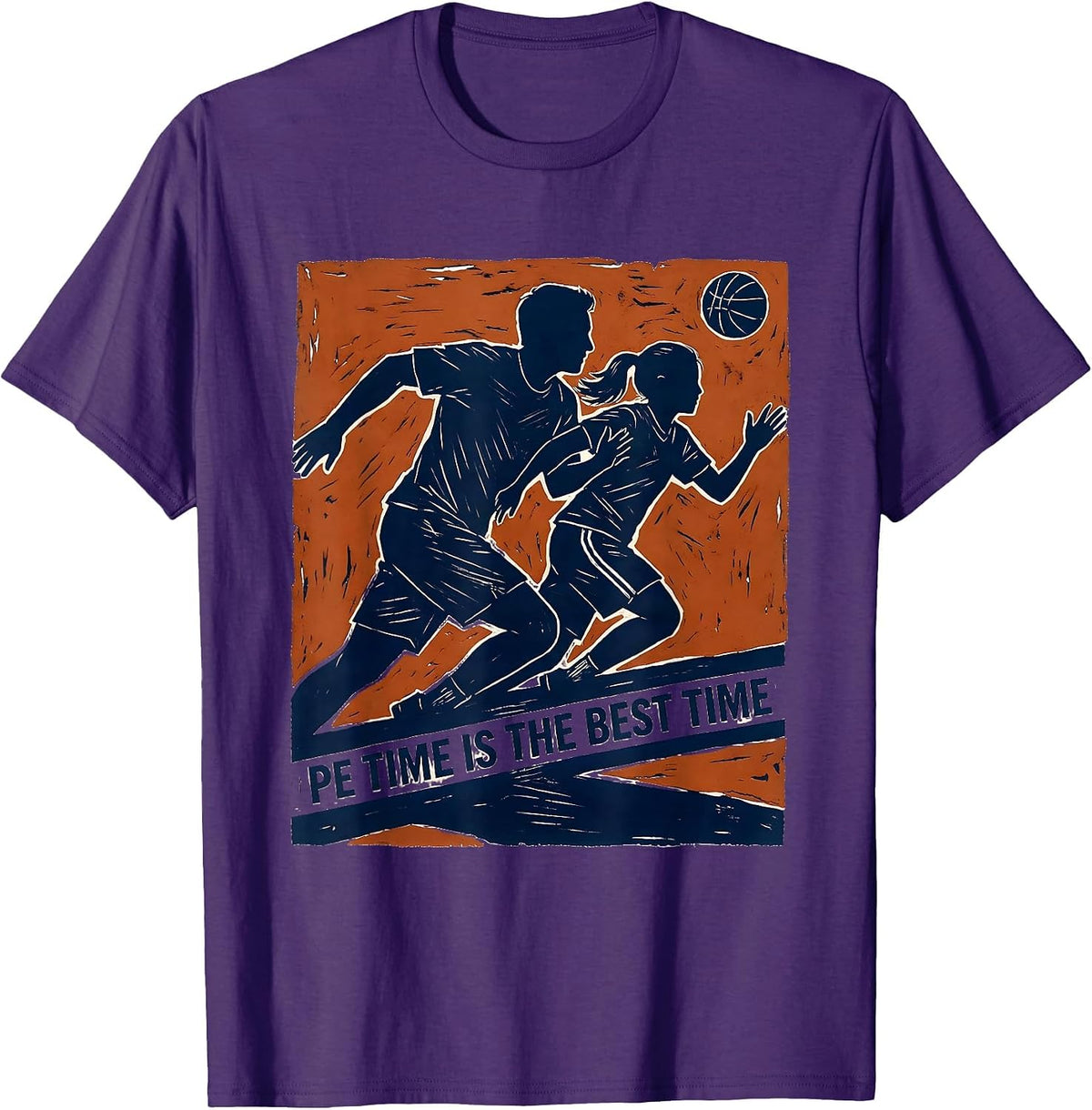 PE Time Is The Best Time Funny PE Teacher Back To School T-Shirt - Purple