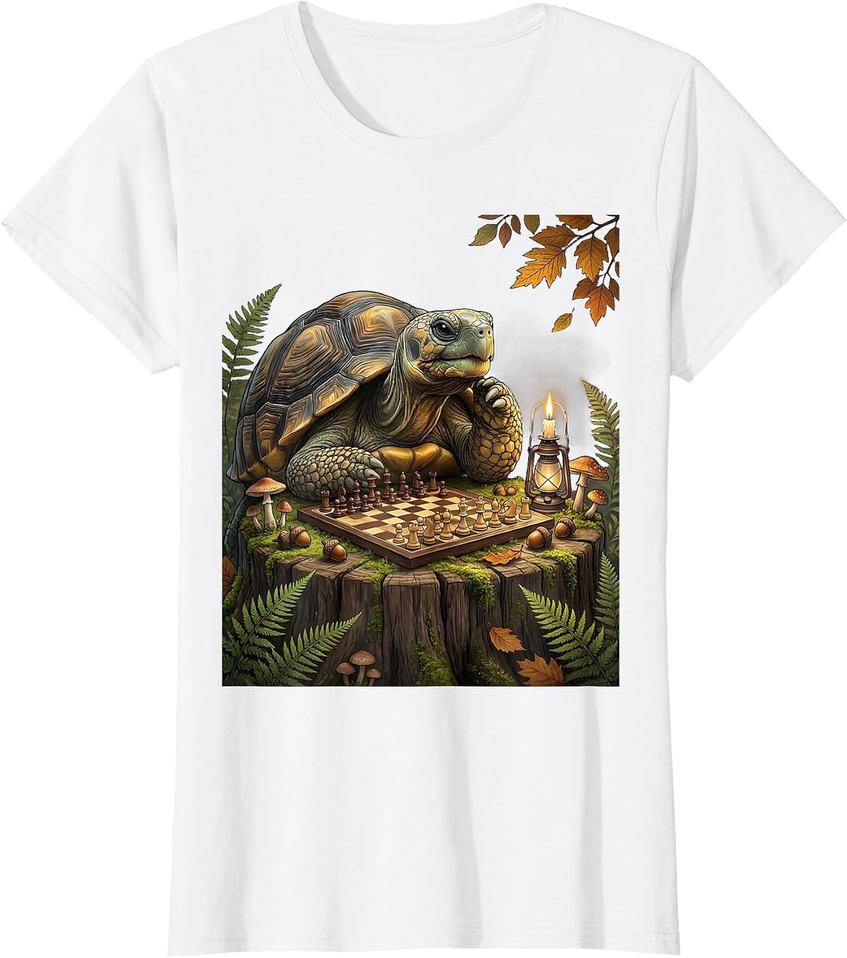 Elder Chess Player Solo Game Illustration T-Shirt - White