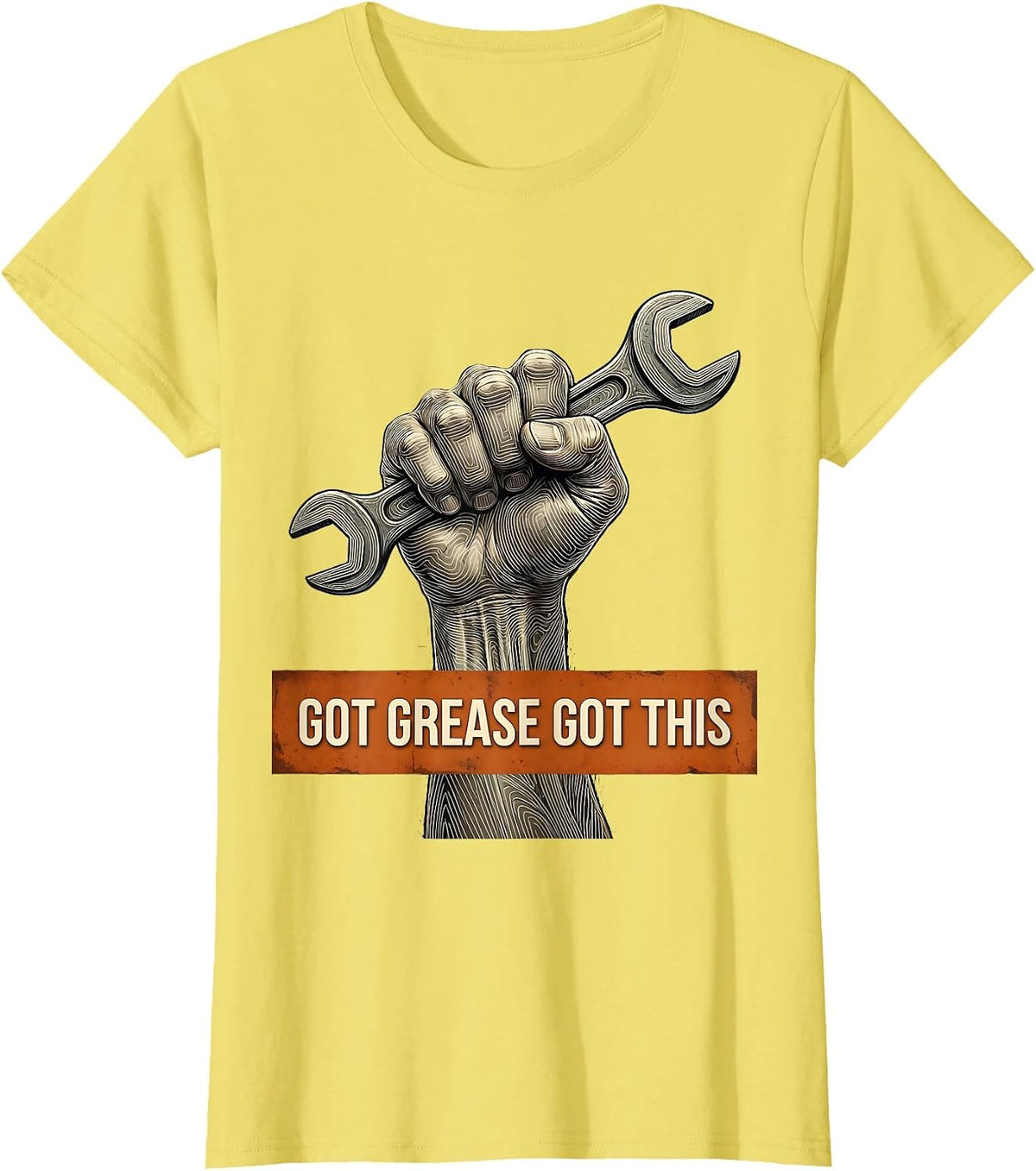 Got Grease Got This Mechanic Design T-Shirt - Lemon Yellow