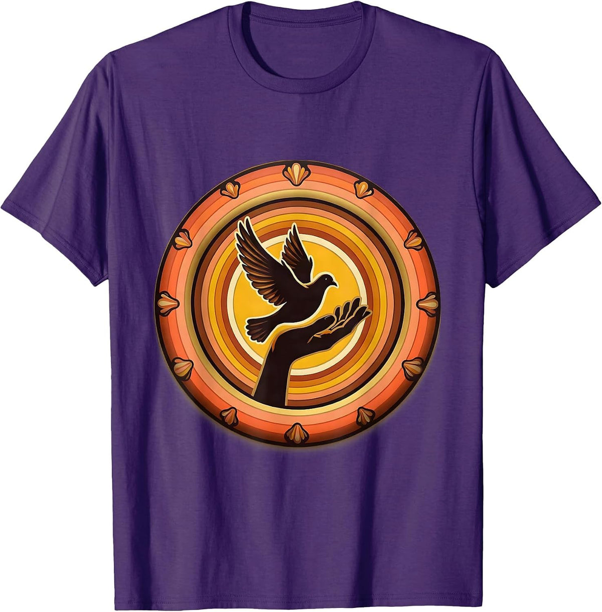 Live Free Hand Releasing Dove Into Open Sky T-Shirt - Purple