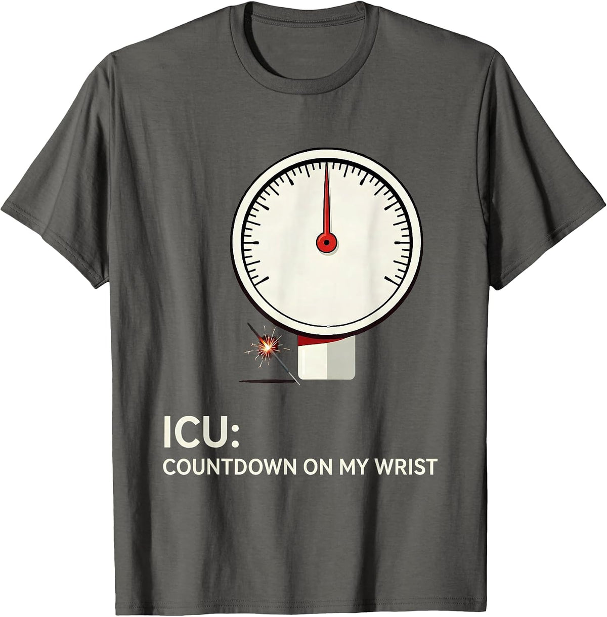 Men's ICU Countdown On My Wrist Funny Nurse Crew New Year Eve T-Shirt - Asphalt Grey