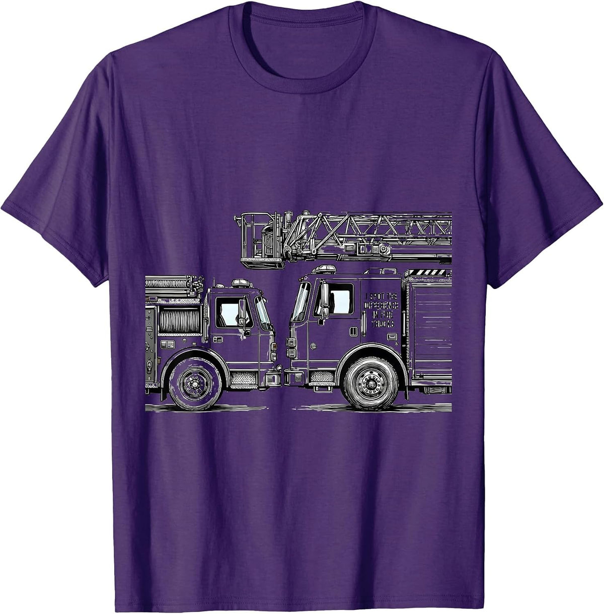 I Spot The Difference In Fire Trucks Funny Kids Firefighter T-Shirt - Purple