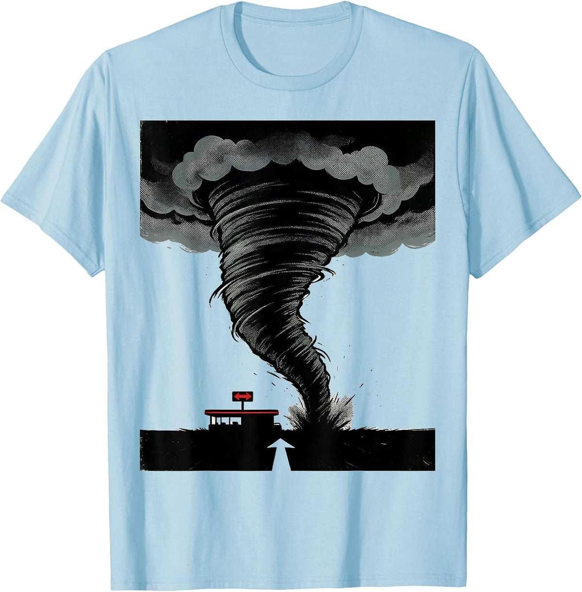 Men's Left-Leaning Tornado Funnel Meteorology Enthusiast T-Shirt - Baby Blue