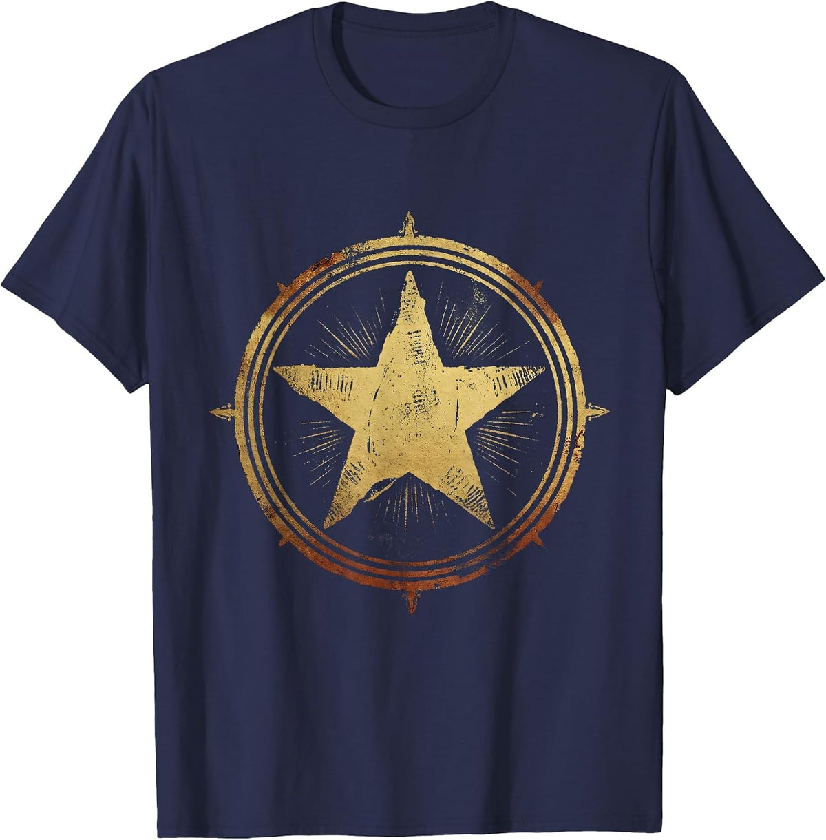 5th Grade Teacher Gold Star Stamp Illustration T-Shirt - Navy Blue