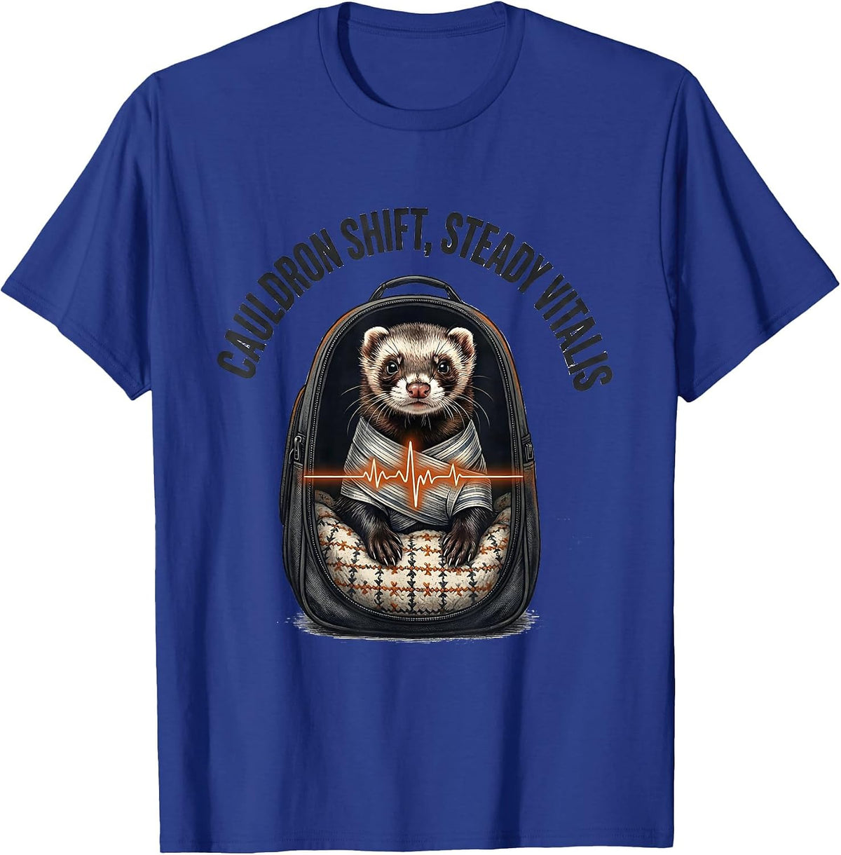 Men's Cauldron Shift Steady Vitals Funny Vet Tech Veterinary T-Shirt - Royal Blue