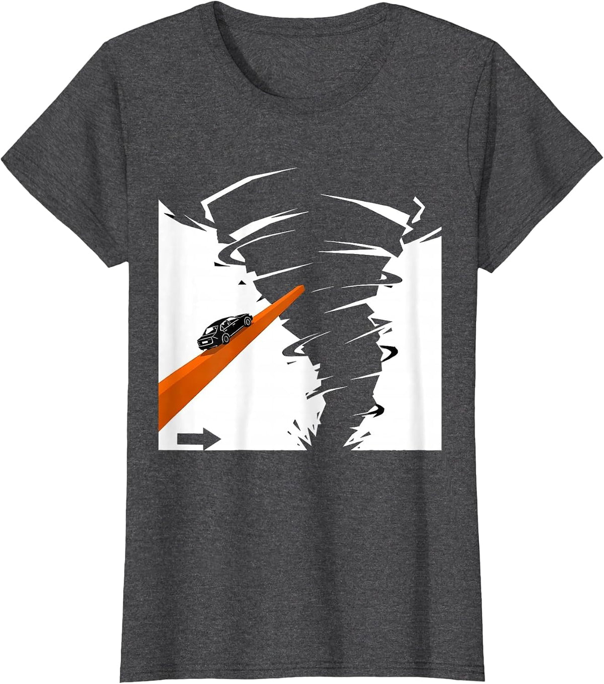 Women's Tornado Funnel Brutalist Graphic Storm Chaser Meteorology T-Shirt - Dark Heather Grey