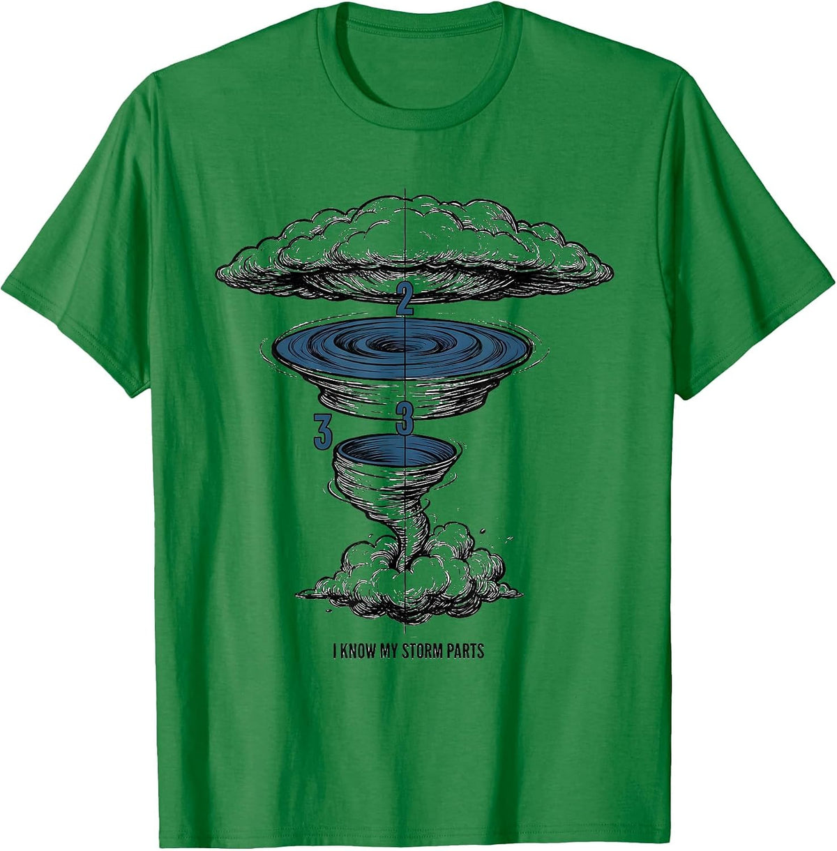 Men's I Know My Storm Parts Funny Tornado Chaser Meteorology Gift T-Shirt - Kelly Green