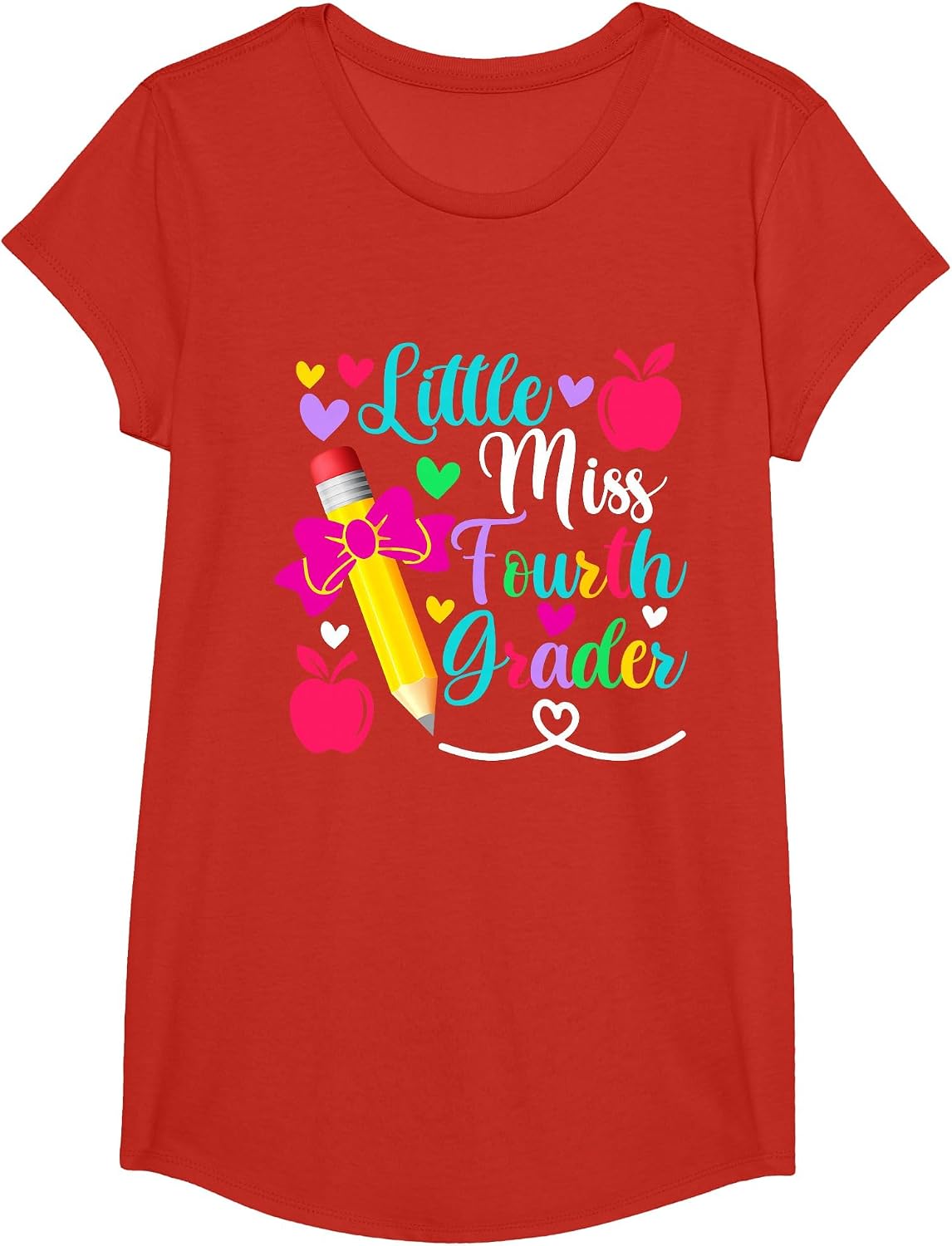 Little Miss Fourth Grader Shirt Back to School 4th Grade T-Shirt - Girls Red