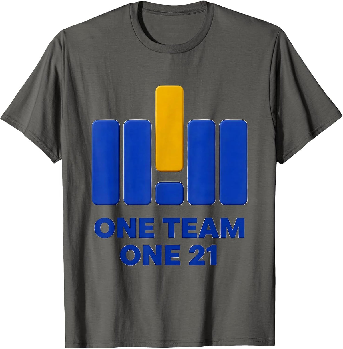 One Team One 21 Heartfelt Down Syndrome Awareness Family T-Shirt - Asphalt Grey