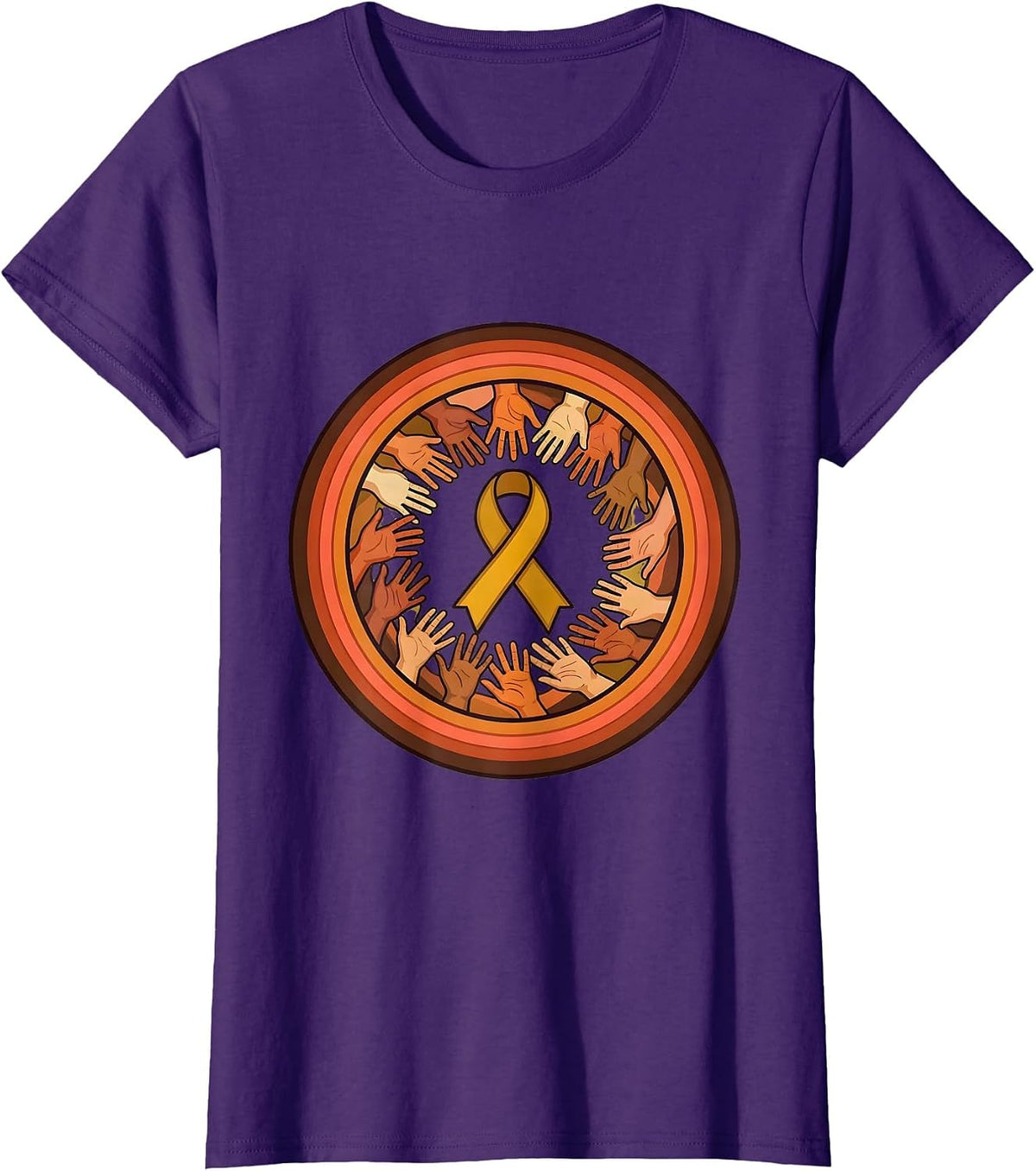 Women's Down Syndrome Awareness Diverse Hands Unity Design T-Shirt - Purple