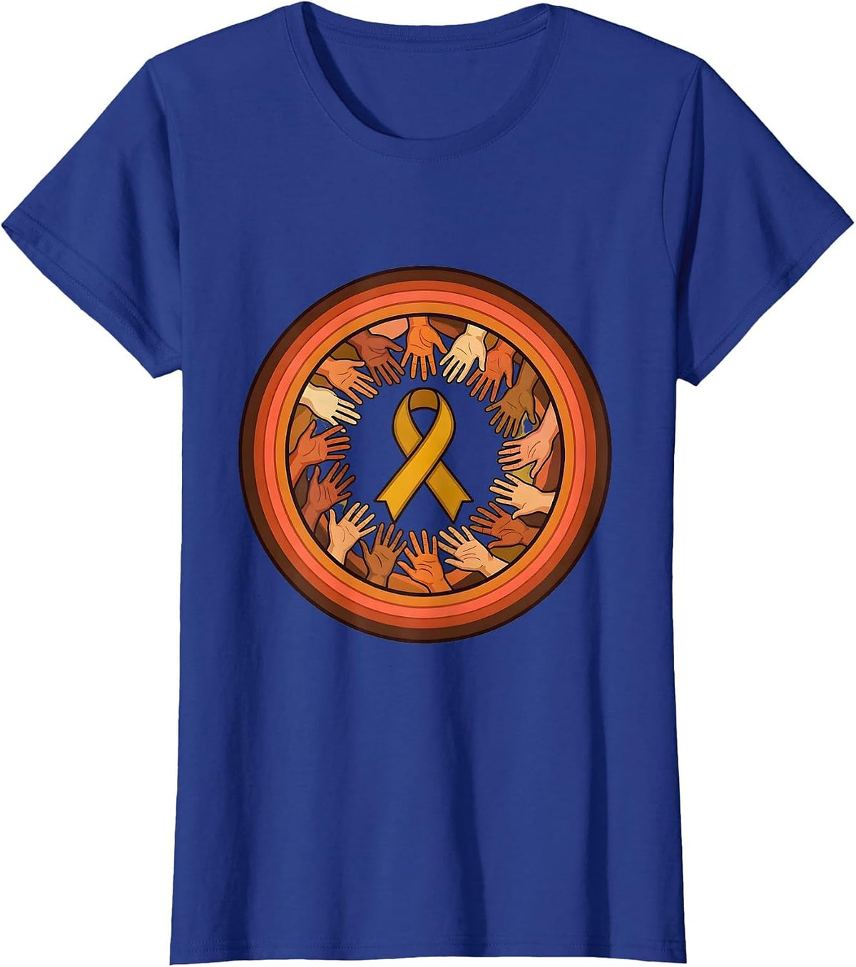 Women's Down Syndrome Awareness Diverse Hands Unity Design T-Shirt - Royal Blue