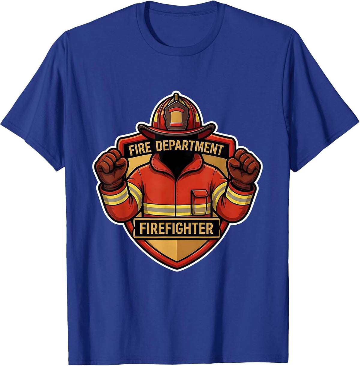 Men's FIRE DEPARTMENT FIREFIGHTER Cartoon Fireman Pride Halloween T-Shirt - Royal Blue