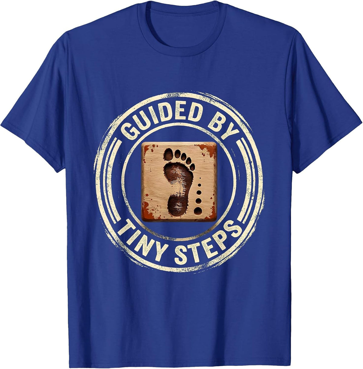 Guided By Tiny Steps Teacher Back To School Rubber Stamp T-Shirt - Royal Blue