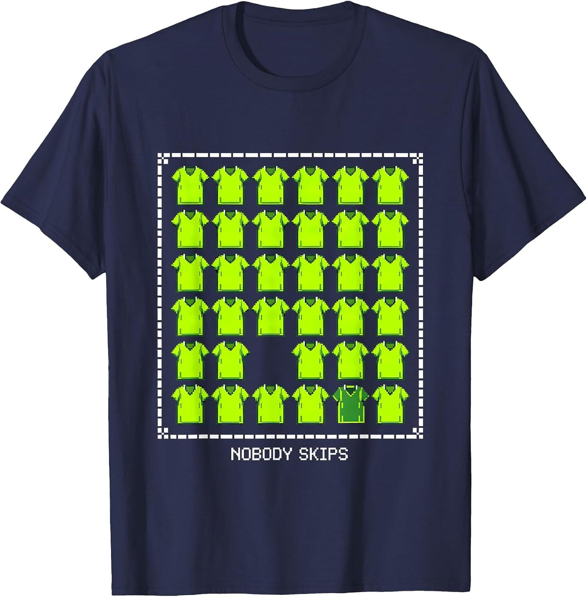 Men's Nobody Skips Funny PE Teacher Appreciation Gym Class Humor T-Shirt - Navy Blue