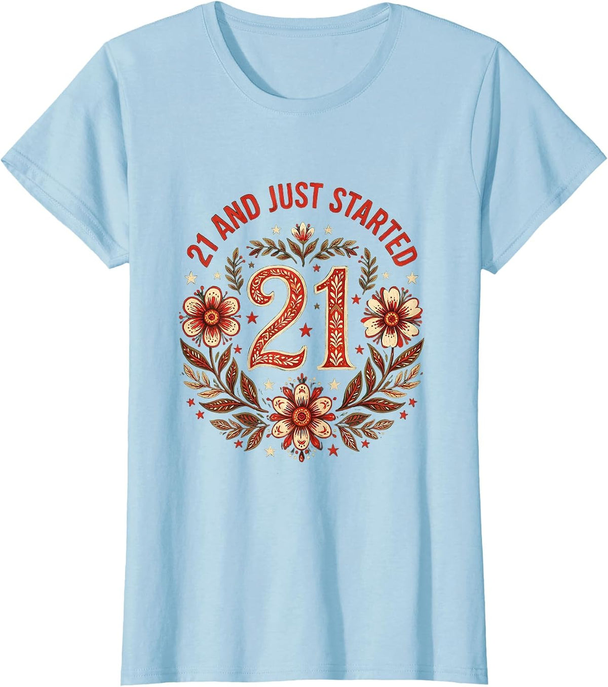 21 and Just Started Birthday Milestone Design T-Shirt - Baby Blue