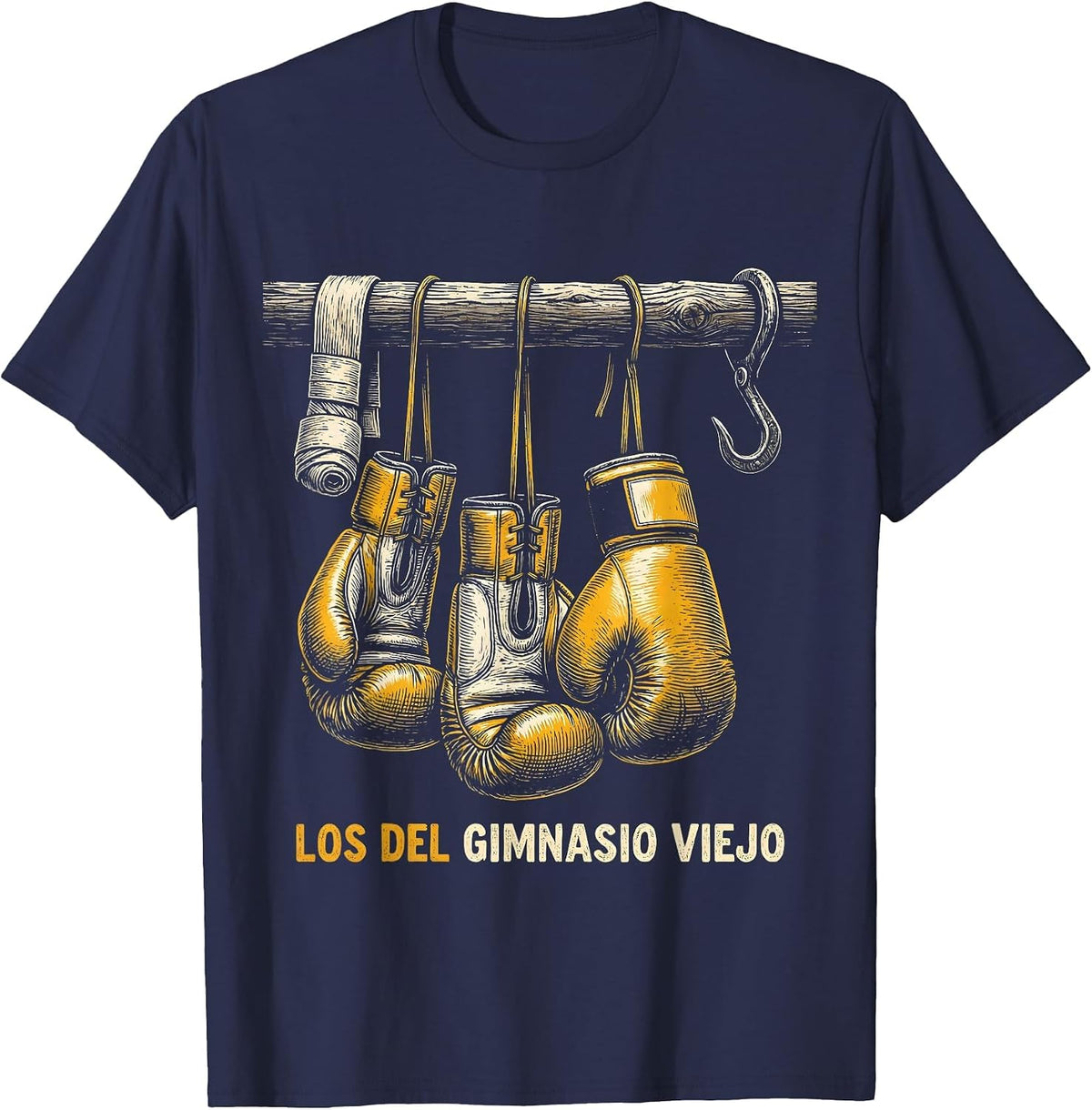 Men's Los Del Gimnasio Viejo Vintage Boxing Glove Ofrenda Día de T-Shirt - Navy Blue