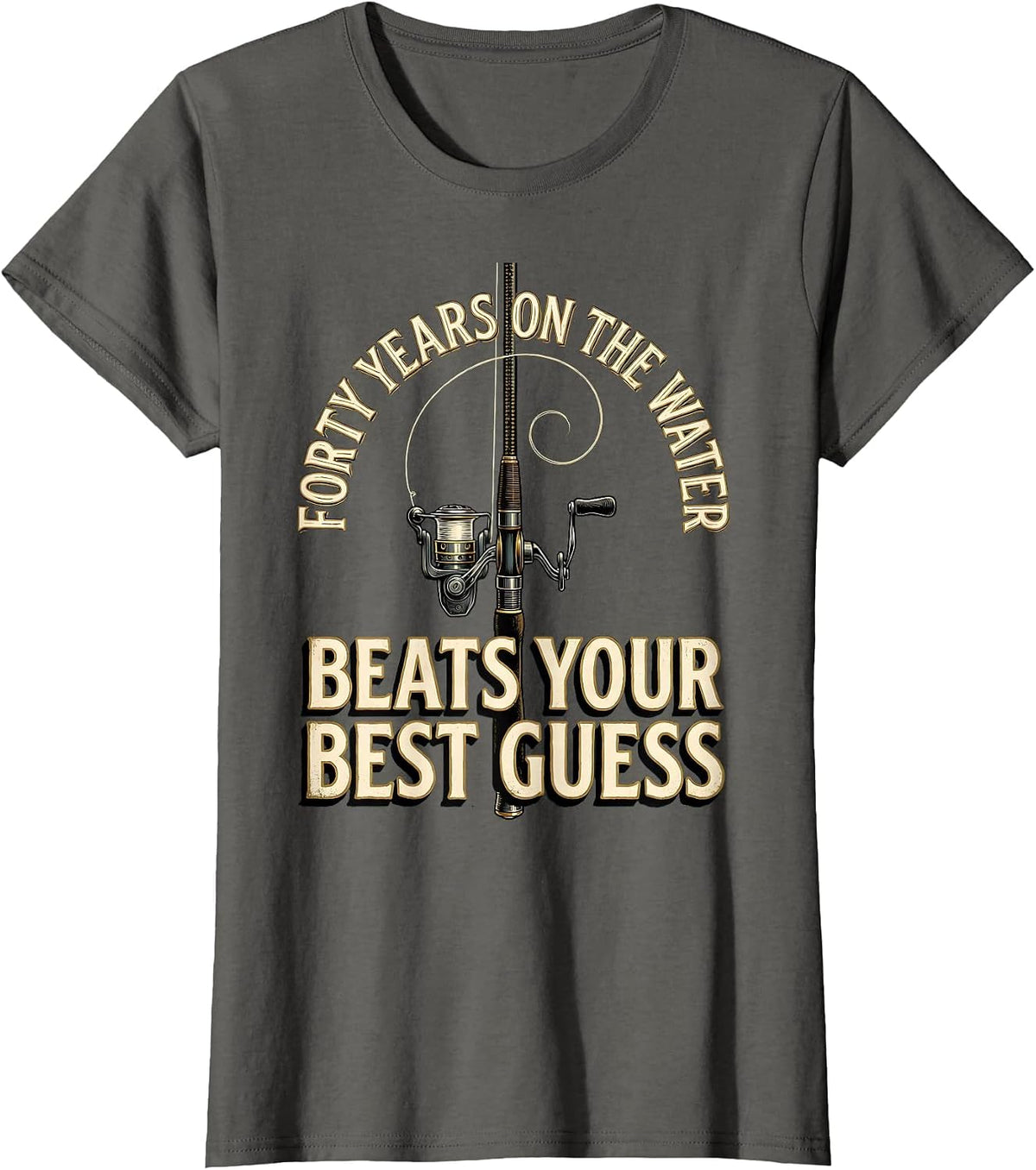 Women's Forty Years On The Water Beats Your Best Guess Biker T-Shirt - Asphalt Grey
