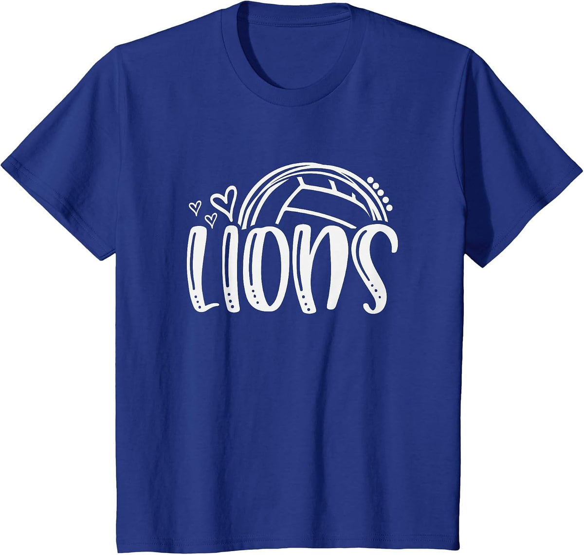 Volleyball Lions School Sports Fan Team Spirit T-Shirt - Royal Blue