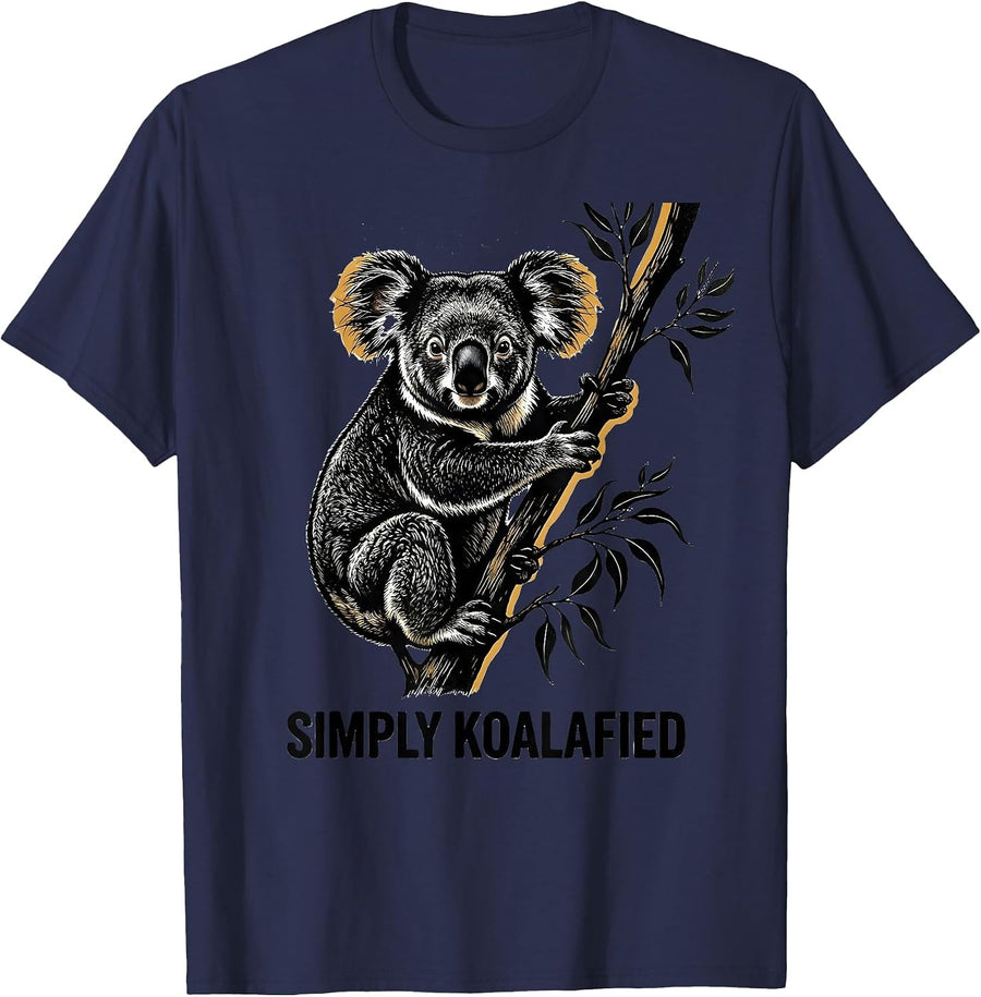 Simply Koalafied Funny Koala Lover Animal Humor T-Shirt - Navy Blue