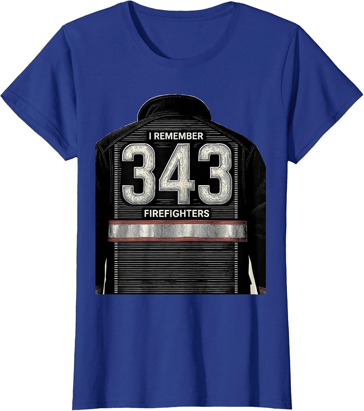 Women's I Remember 343 Firefighters Patriotic Tribute Memorial T-Shirt - Royal Blue