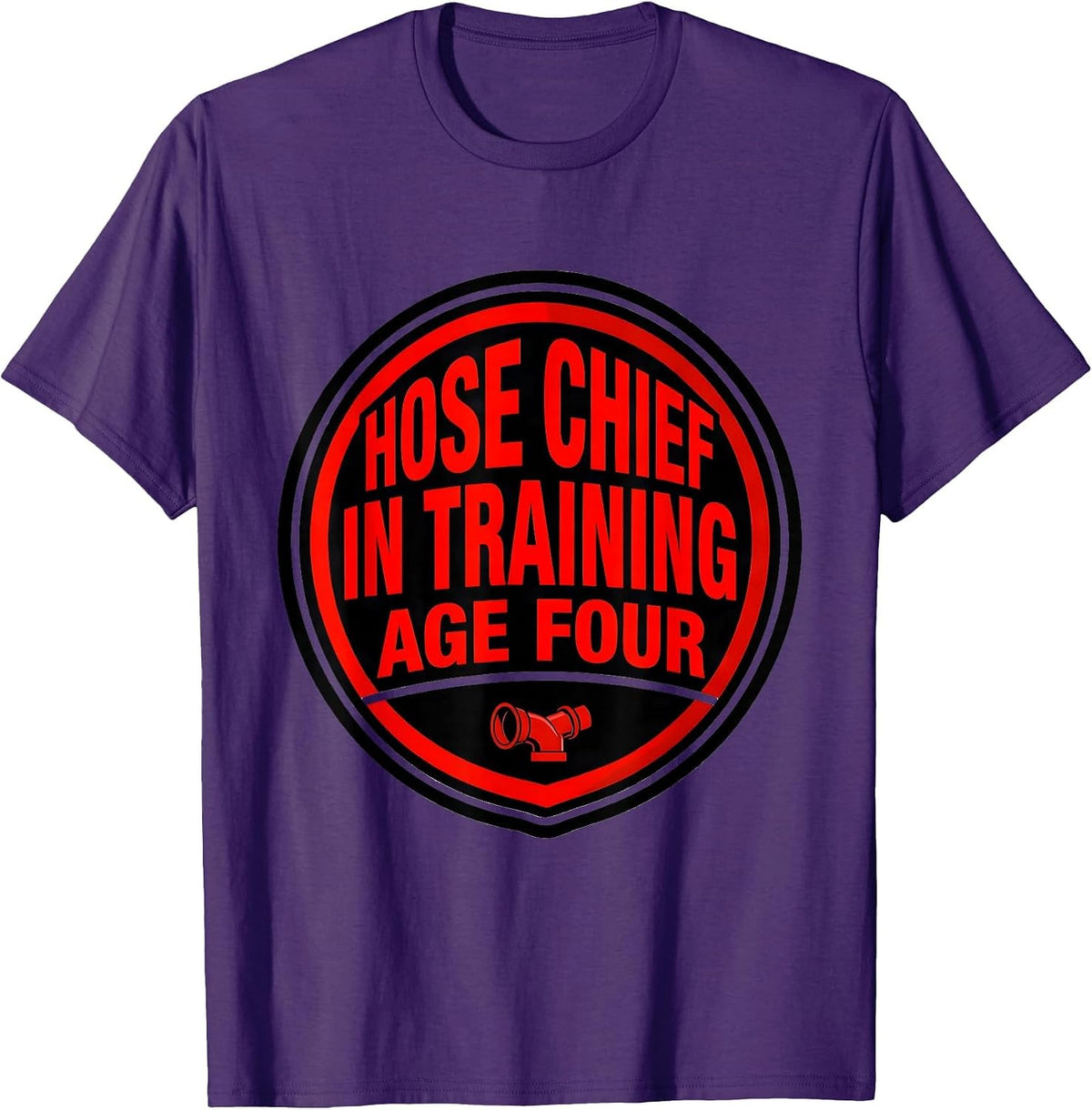 Hose Chief In Training Age Four Funny Firefighter Kids T-Shirt - Purple