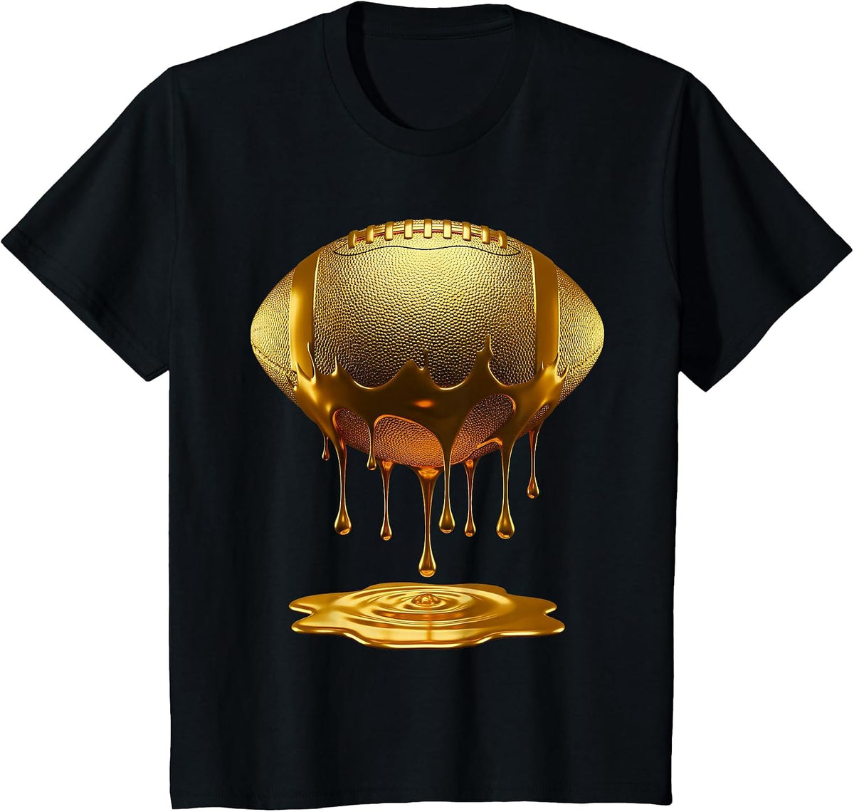 Football Dripping Drip Gold Sport Player Coach Baller T-Shirt - Black