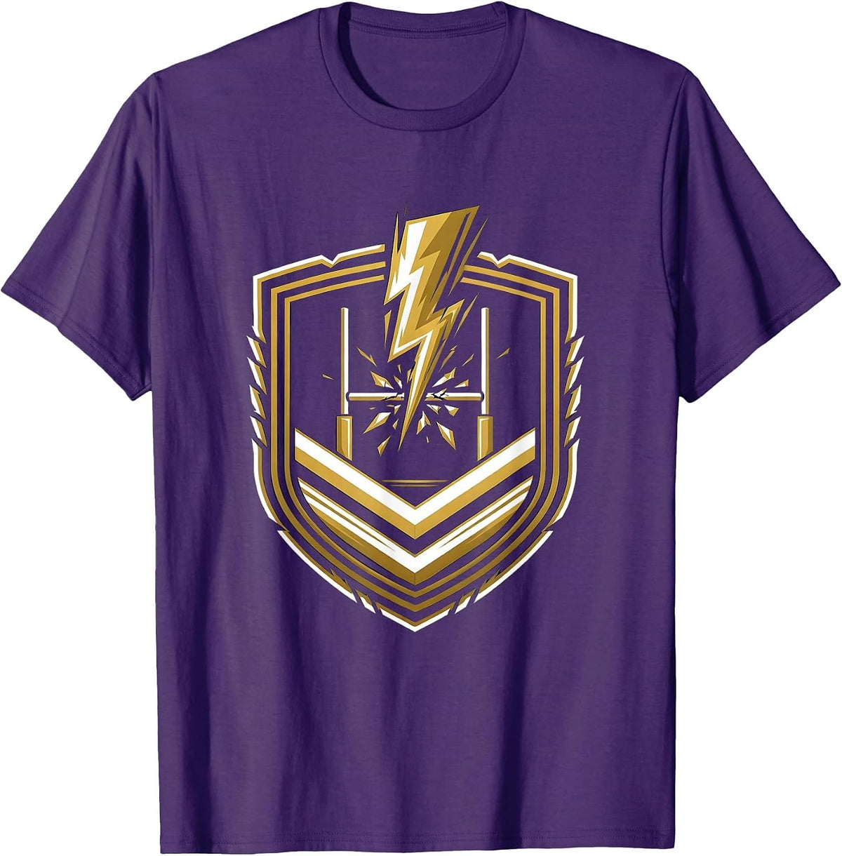 Lightning Strike Rugby Goalposts Graphic T-Shirt - Purple