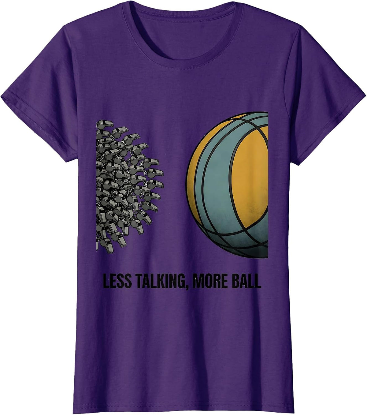 Women's Less Talking More Ball Funny PE Teacher Back To School Gym T-Shirt - Purple