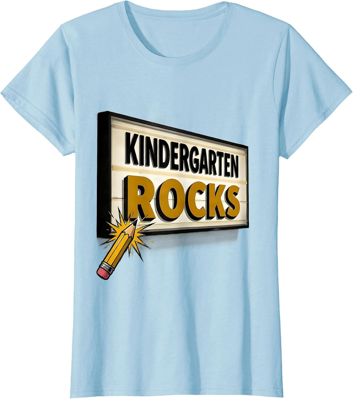 Kindergarten Rocks Playful Pre-K Teacher Kids Back to School T-Shirt - Baby Blue