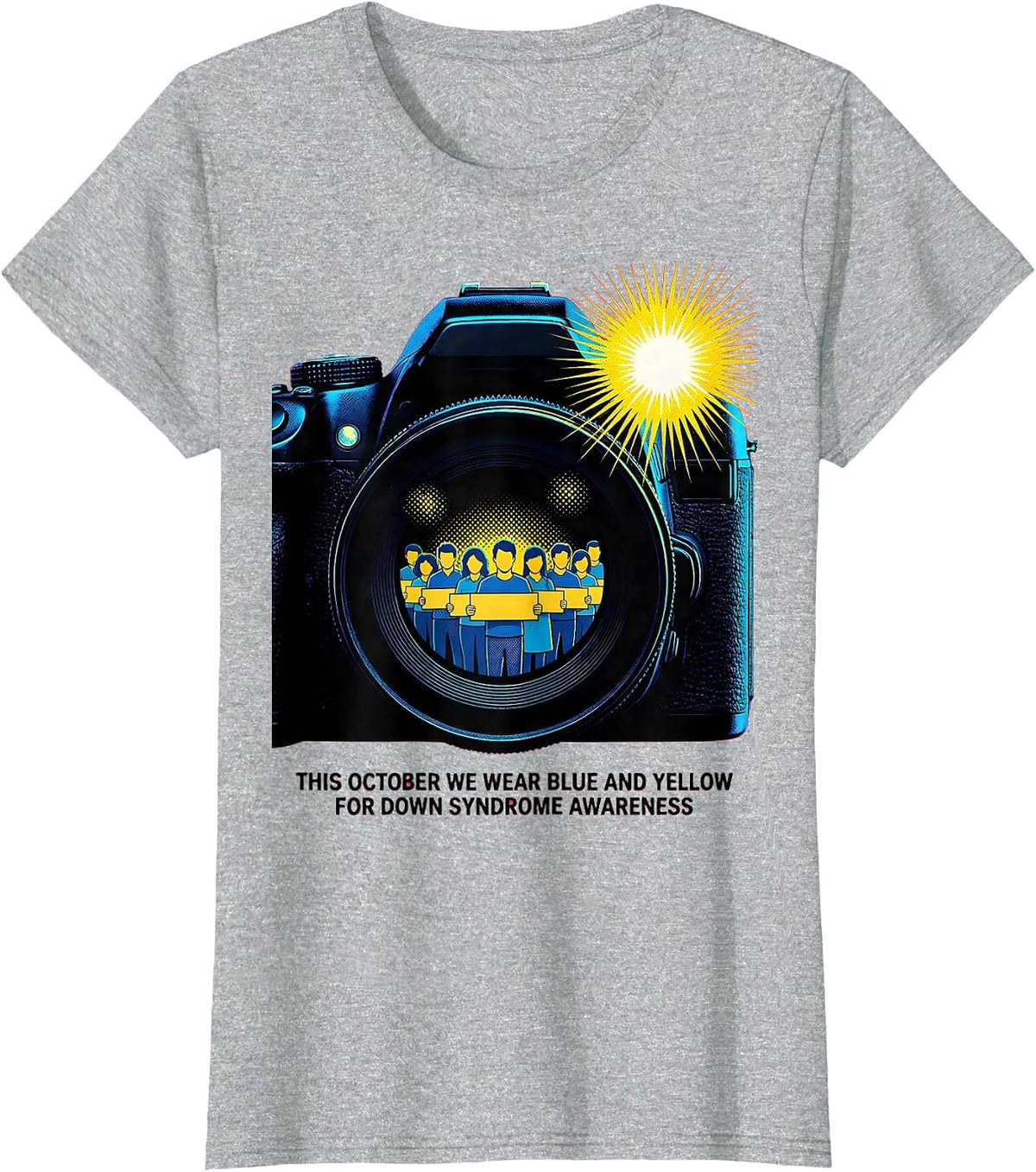Women's This October We Wear Blue And Yellow Down Syndrome Awareness T-Shirt - Heather Grey