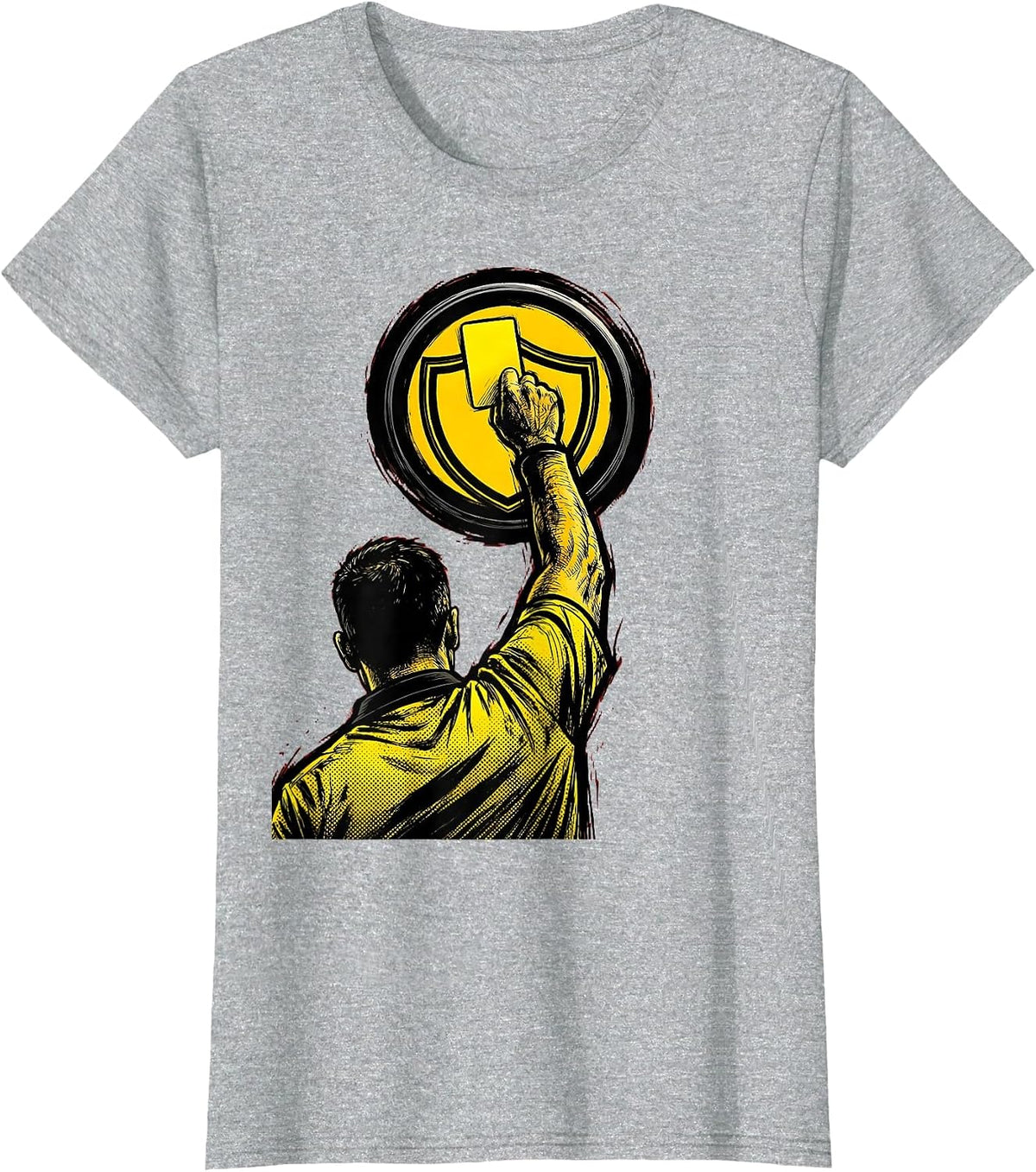 Rugby Referee Yellow Card Graphic T-Shirt - Heather Grey