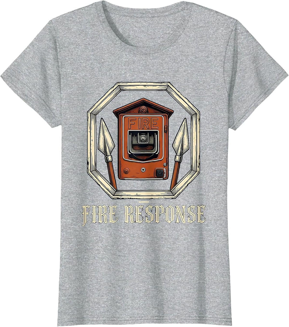 Women's FIRE RESPONSE Vintage Firefighter Department Pride Humor T-Shirt - Heather Grey