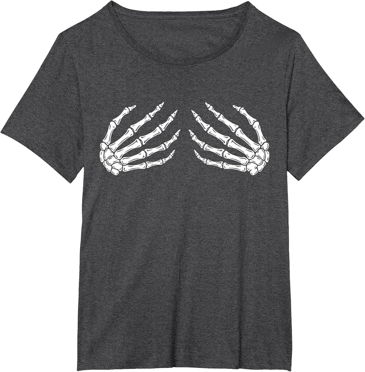 Halloween Boob Skeleton Hands Breast Funny Scary Bra T-Shirt - Dark Heather Grey